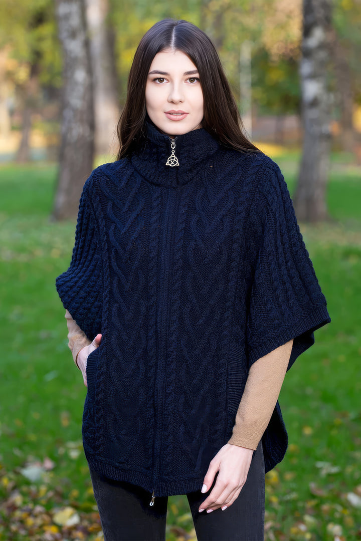 Funnel Neck Poncho Jacket