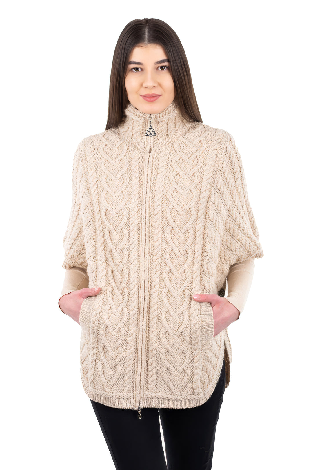 Funnel Neck Poncho Jacket
