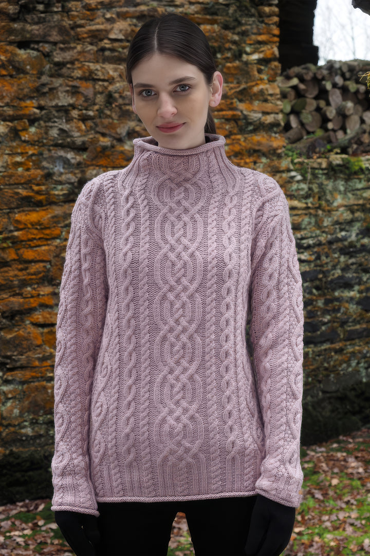 Aran Funnel Neck Sweater