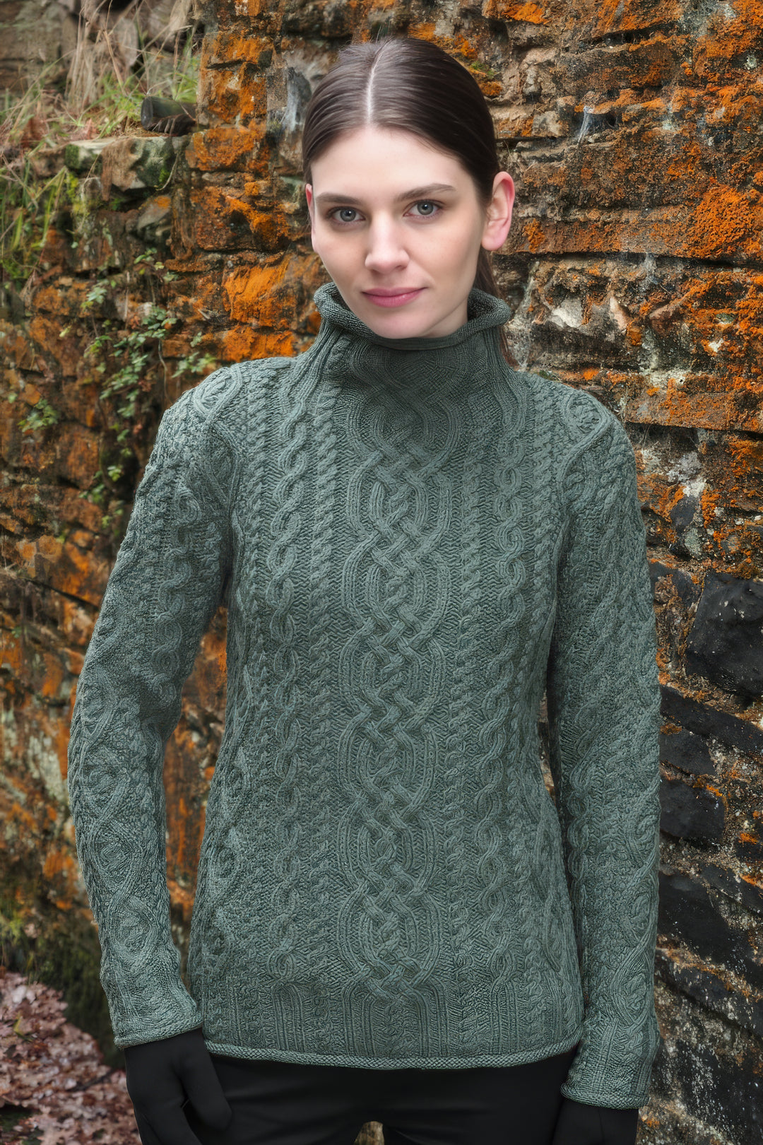 Aran Funnel Neck Sweater