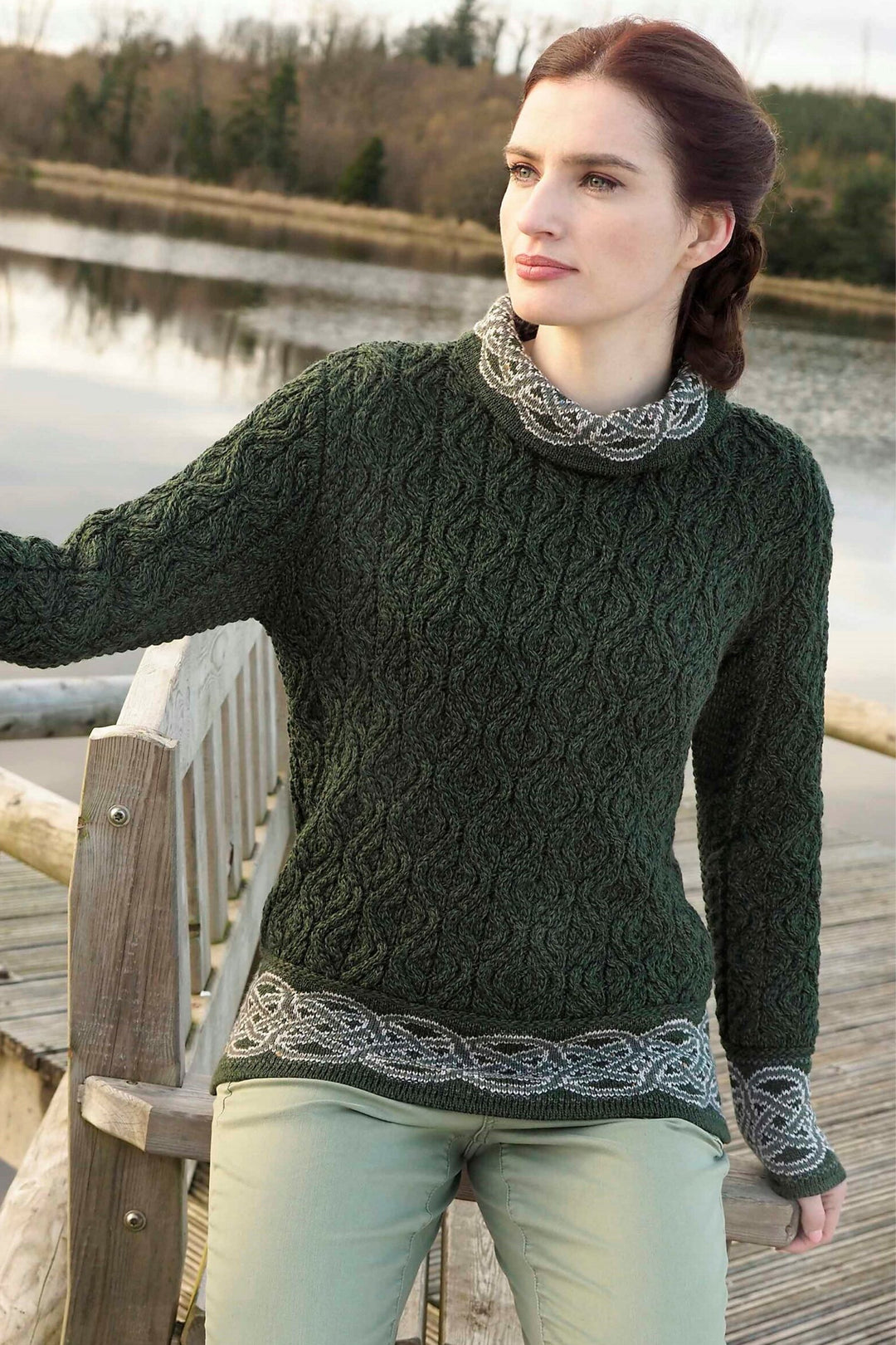 Ranelagh Cowl Neck Jacquard Sweater – 100% Merino Wool