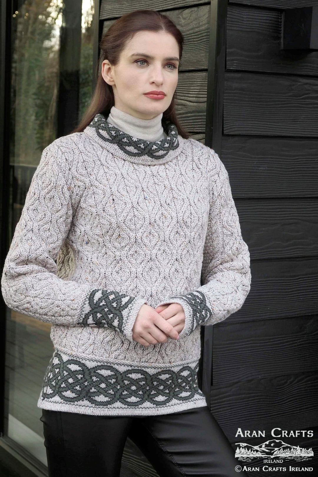 Ranelagh Cowl Neck Jacquard Sweater – 100% Merino Wool