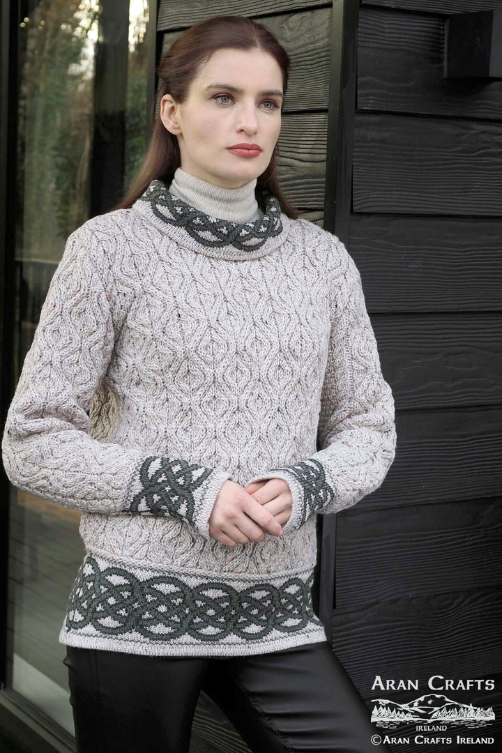 Ranelagh Cowl Neck Jacquard Sweater – 100% Merino Wool