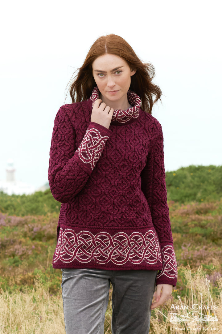 Ranelagh Cowl Neck Jacquard Sweater – 100% Merino Wool