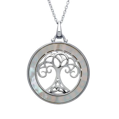 Sterling Silver Mother of Pearl Tree of Life Pendant