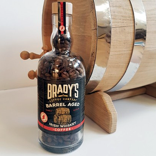 brady's barrel aged whiske coffee bottle