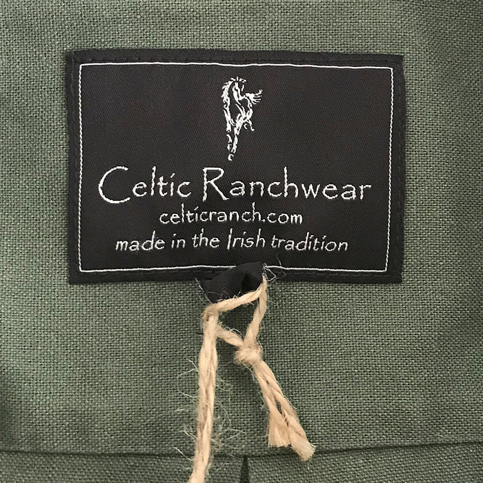 label of dark green grandfather shirt by celtic ranch