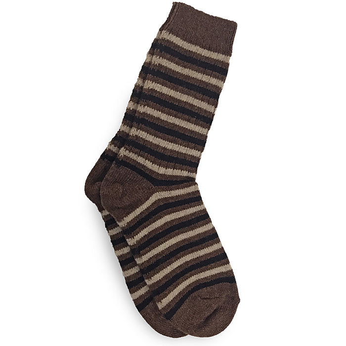 brown black connemara merino striped socks