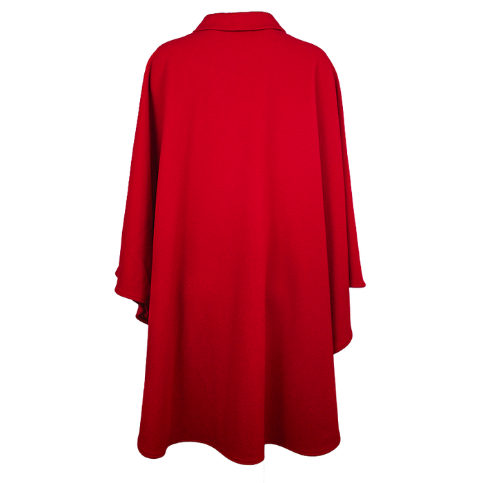 back of red jimmy hourihan pure new wool and cashmere cape