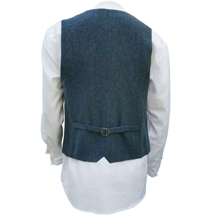 back of  navy blended wool vest by celtic ranch