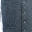 buttons and detail of  navy blended wool vest by celtic ranch