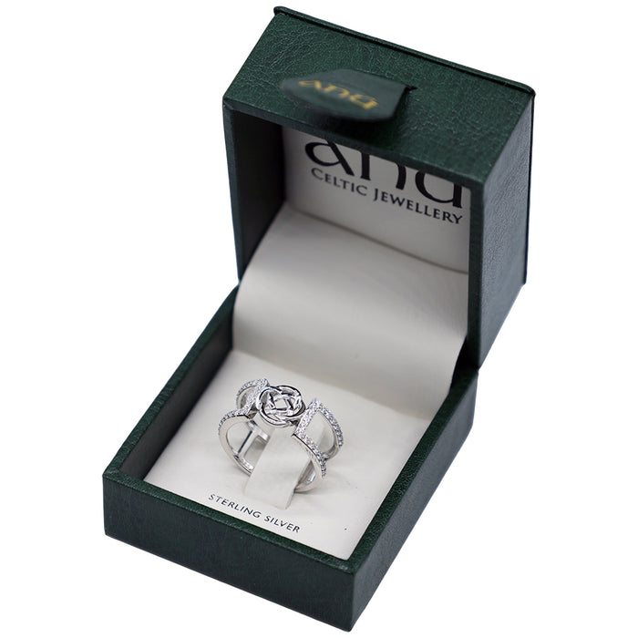 Sterling Silver Cubic Zirconia Celtic Cage Ring