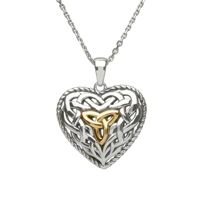 Sterling Silver Double Sided Puffy Celtic Heart Pendant