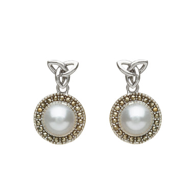 Sterling Silver Trinity FW Pearl/Marcasite Earrings