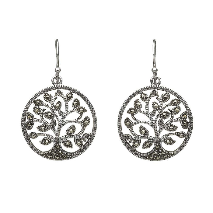 anu sterling silver marcasite tree of life earrings