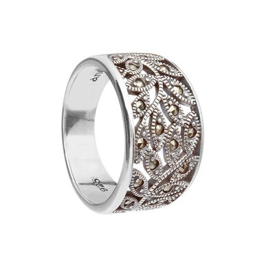 sterling silver tree of life marcasite ring by anu celtic jewellery