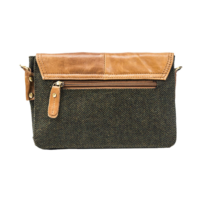 back of Green Tweed and Leather Irish Mini Handbag