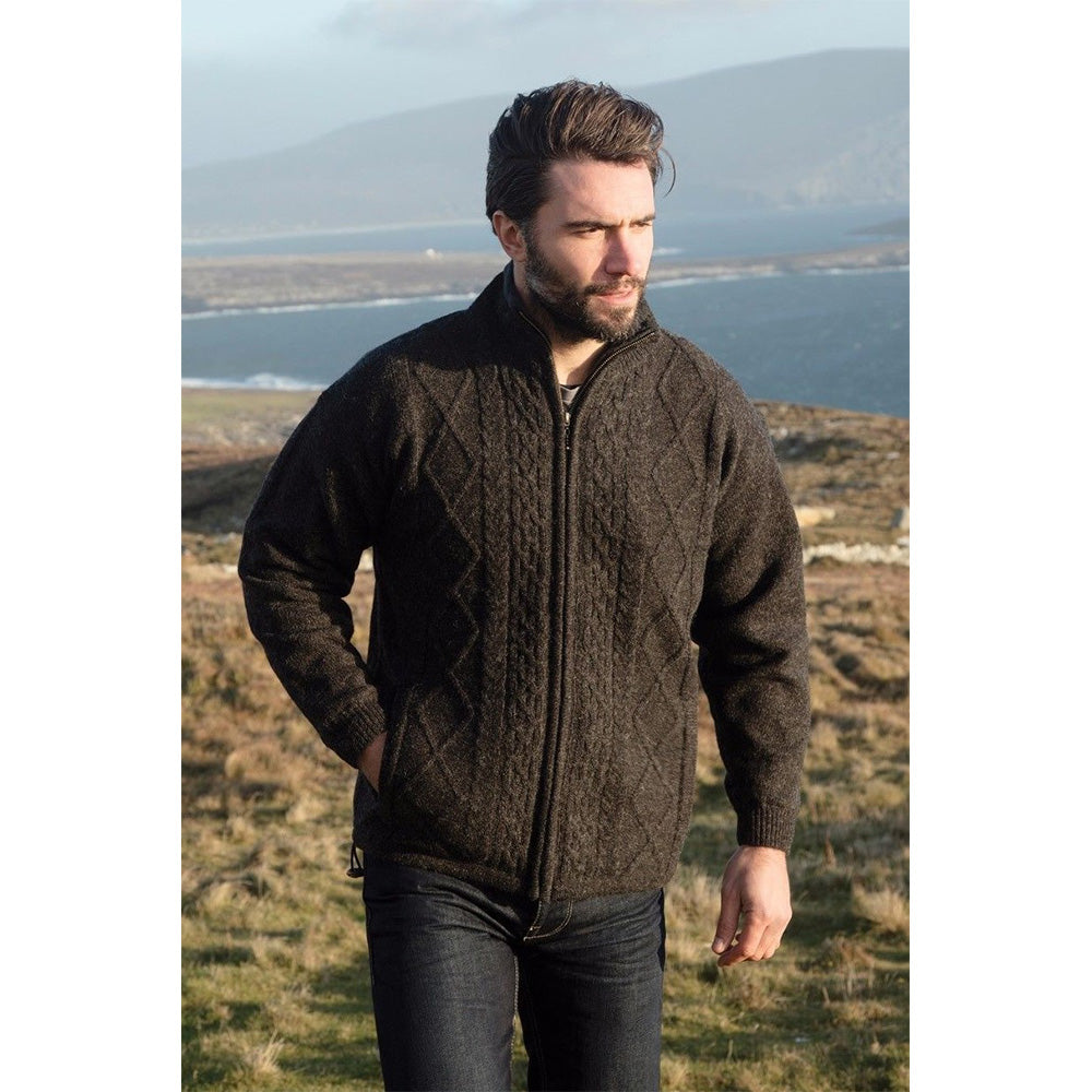 Winter Men's Sweater Coats, Faux Fur Wool Sweater's, Zipper