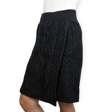 Merino Wool Crossover Knee Length Skirt