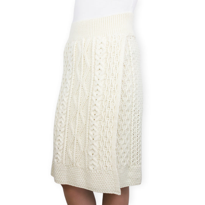 Merino Wool Crossover Knee Length Skirt