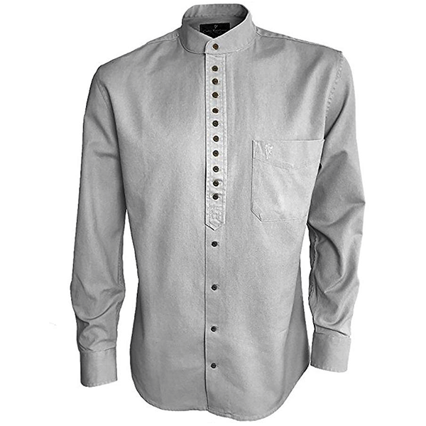 Collarless Grandfather Shirt  Men's Cotton & Linen Shirt – The