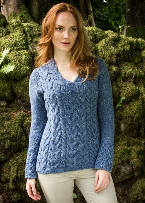 Wool Cashmere V-Neck Cable Pullover Sweater – The Celtic Ranch