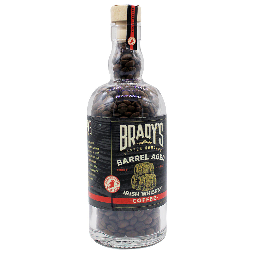 brady's barrel aged irish whiskey whole bean coffee in a bottle