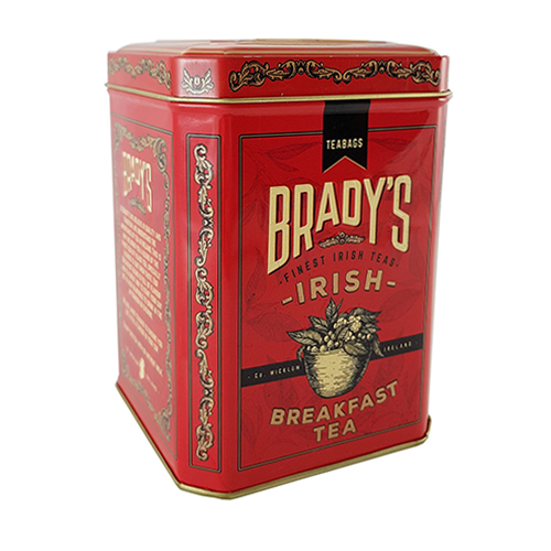 brady's breakfast tea in a tin