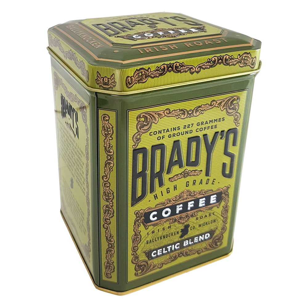 brady's celtic blend coffee in a tin