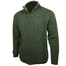 side view of mens aran woolen mills green full zip sweater cardigan