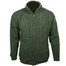 front of mens aran woolen mills green full zip sweater cardigan