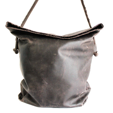 brown distressed leather adjustable sling bag by celtic ranch