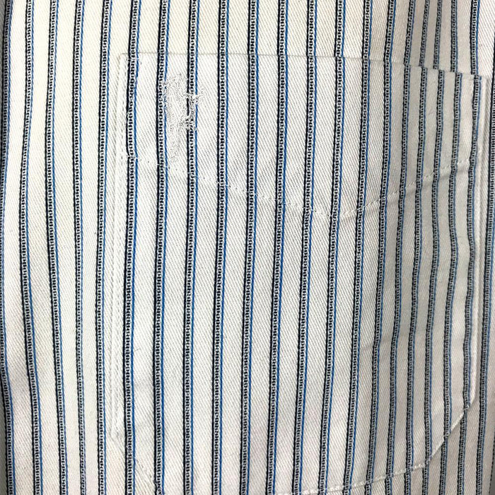 detail of blue stripe celtic ranchwear shirt