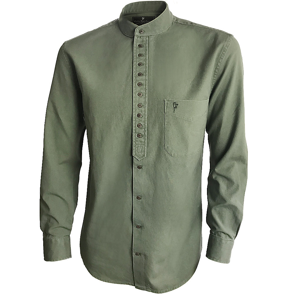 Collarless Grandfather Shirt | Men's Cotton & Linen Shirt – The