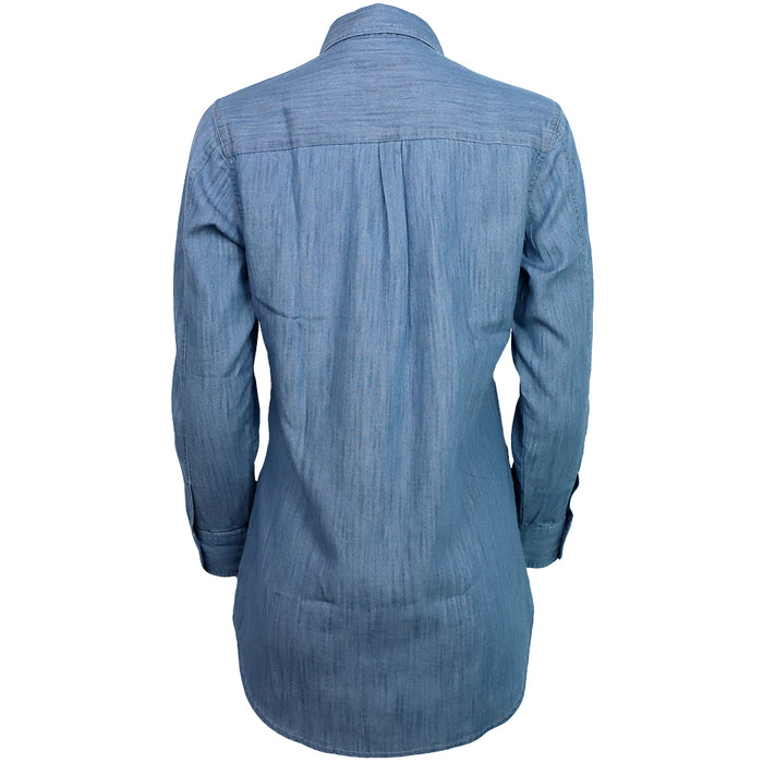 LOV by Westside Solid Mid Blue Denim Shirt