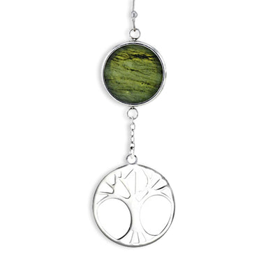 Connemara Marble Necklet Disc & Tree of Life Silver Pendant
