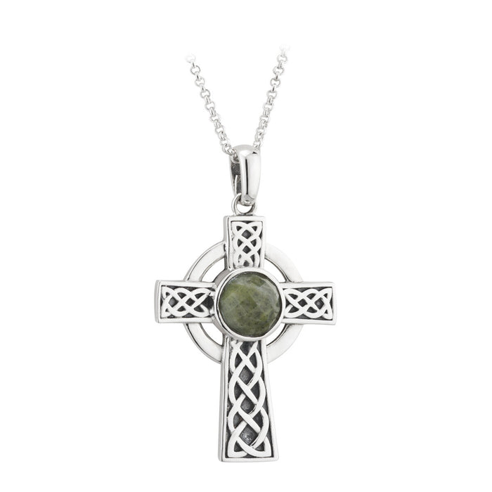 Connemara Marble Center Cross (Sterling Silver) Pendant
