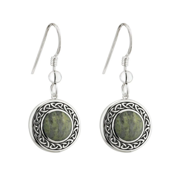 Connemara Marble (Sterling Silver) Round Celtic Drop Earrings