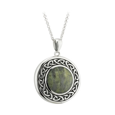 Connemara Marble (Sterling Silver) Round Celtic Pendant