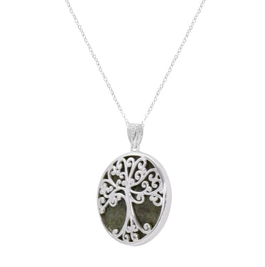 Connemara Marble Tree of Life Reversible Silver Pendant