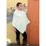 model of natural knit cowl neck button poncho by west end knitwear