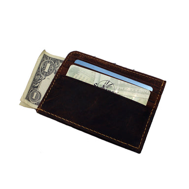back of brown credit card magnet case