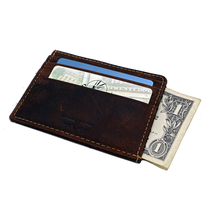 front of brown credit card magnet case