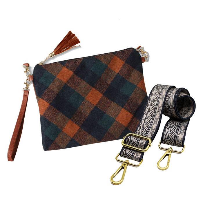 Plaid Crossbody with Strap 100% Polyester
