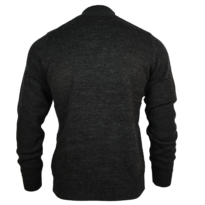 back of front of emerald isle galways shawl collar sweater