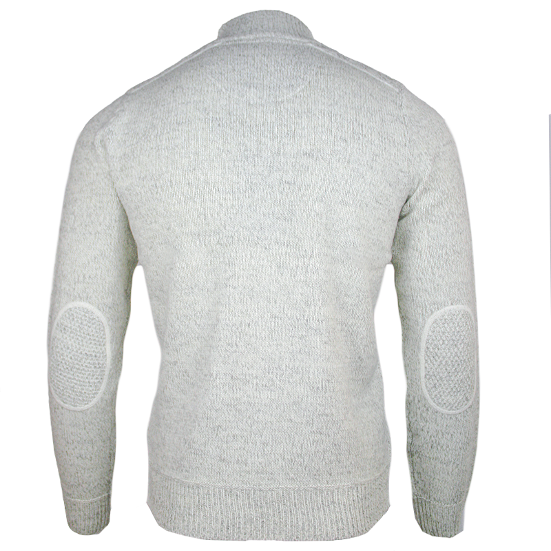back of emerald isle winter white galway shawl collar sweater