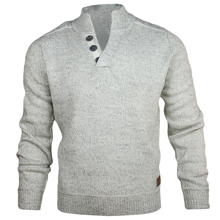 front of emerald isle winter white galway shawl collar sweater