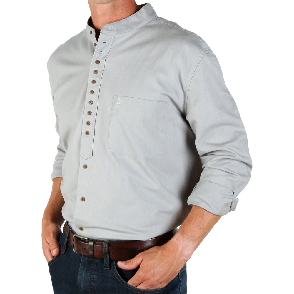 Mens collarless dress shirts on sale