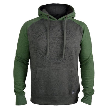 front of grey and green hoodie by guinness