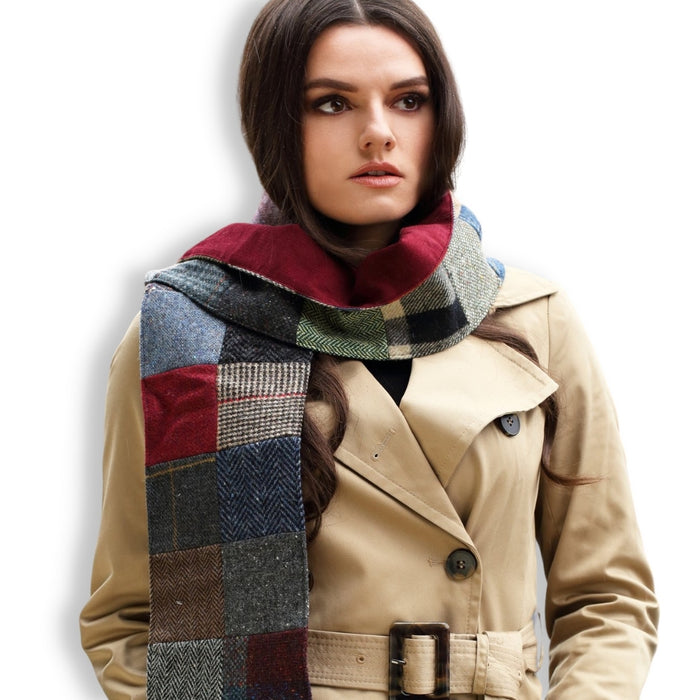 Patchwork Tweed Scarf with Corduroy